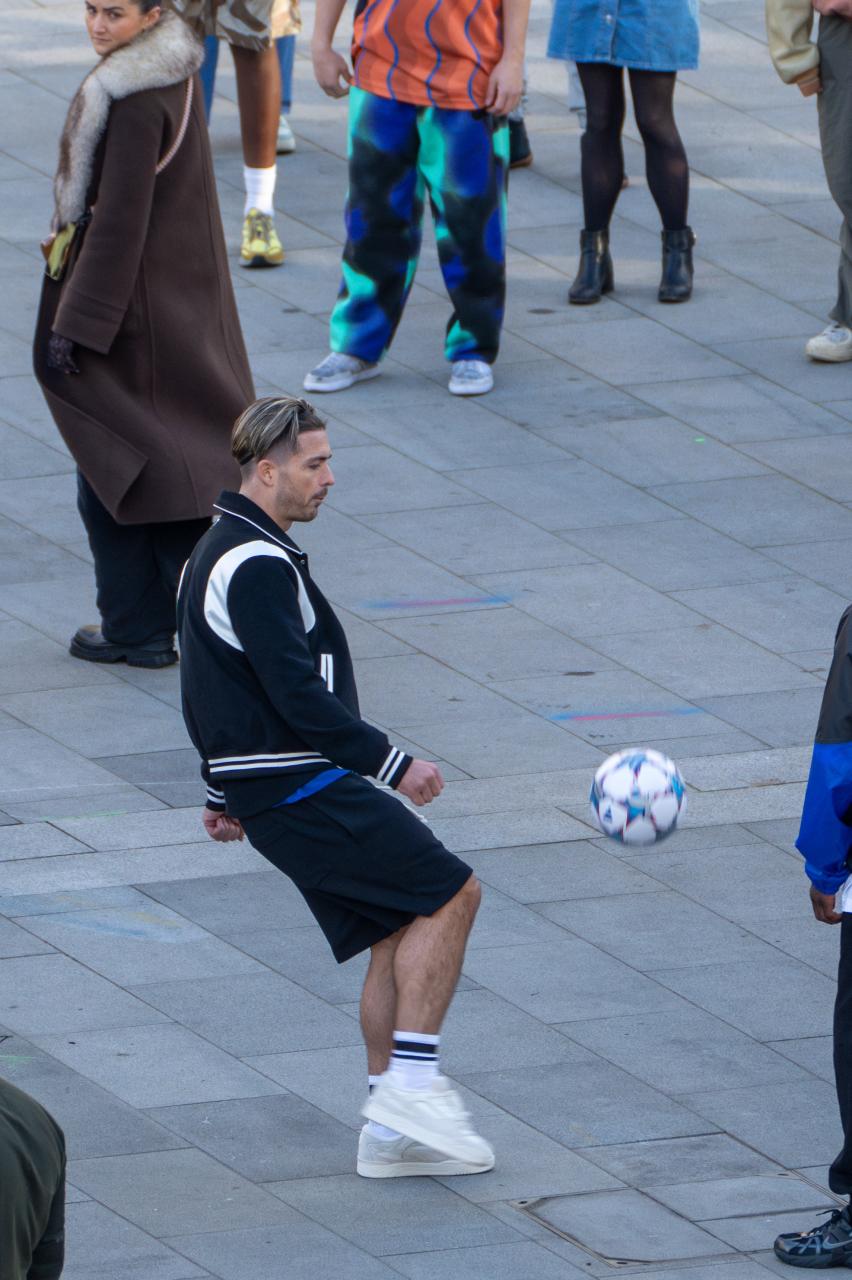 The Man City star was showing off his skills in front of a crowd