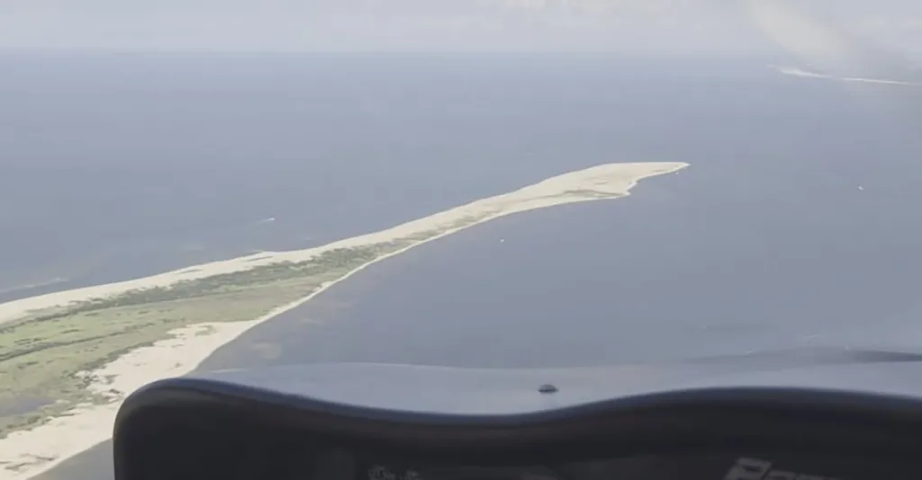 Aerial view of Horn Island from a plane.