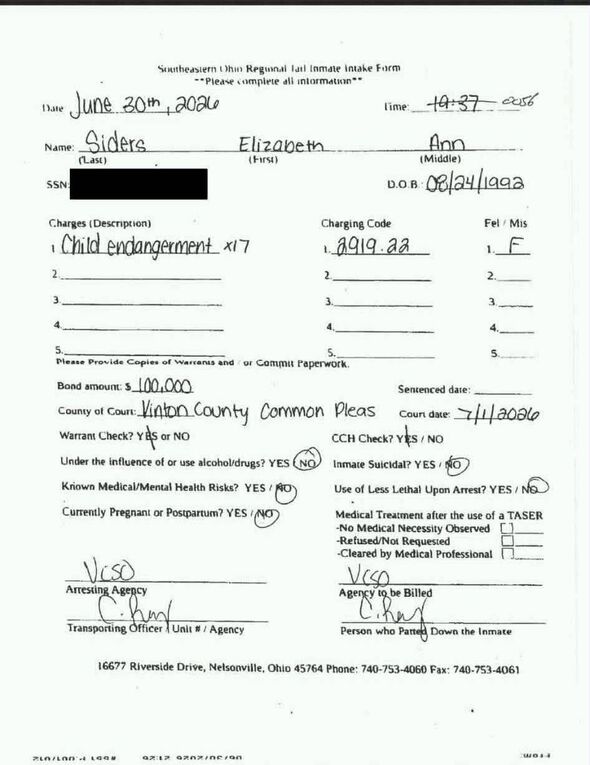 An image displays a form or document containing a series of structured fields and text entries. The form includes numerical and 