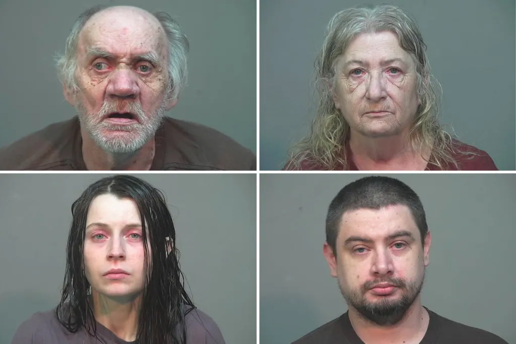 Collage of four mugshots of adults charged with endangering children.