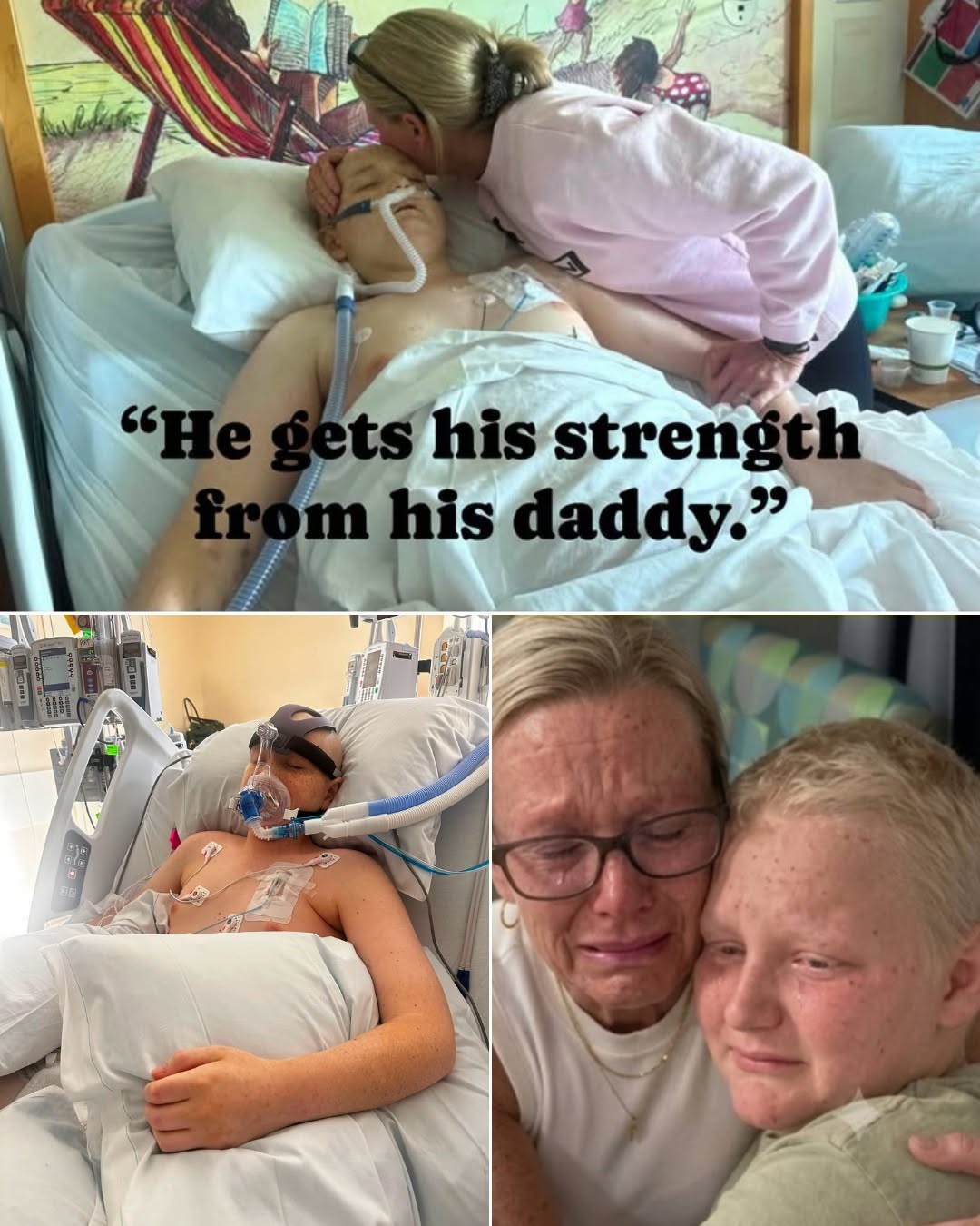 Có thể là hình ảnh về văn bản cho biết '"He gets his strength m his daddy.'