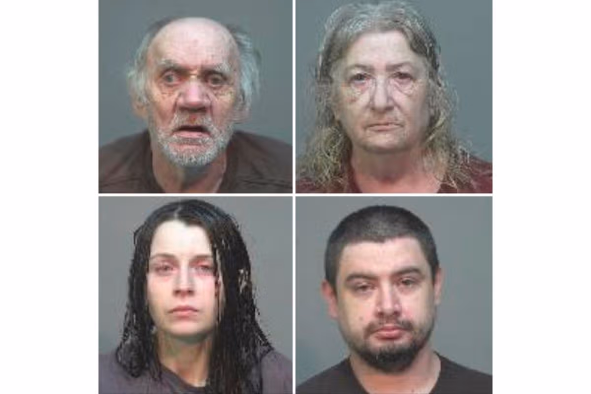 This combination of undated booking photos provided by Southeastern Ohio Regional Jail on Wednesday, July 1, 2026, shows, clockwise starting at top left, Gary Siders Sr., Christine Siders, Elizabeth Siders and Gary Siders Jr.