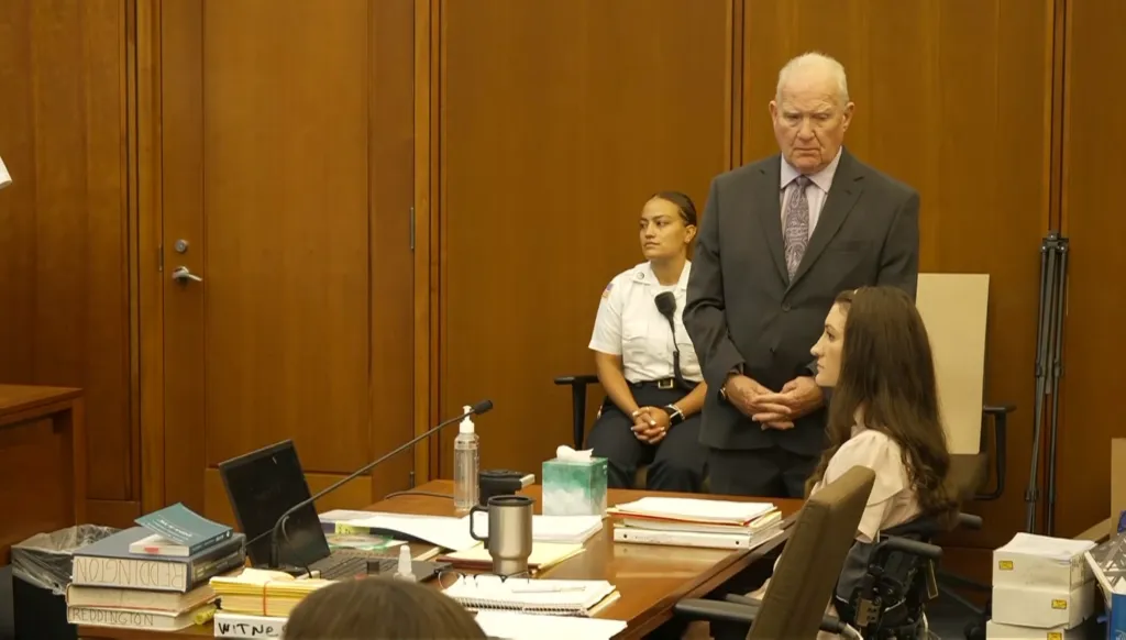Lindsay Clancy's lawyer, Kevin Reddington, with the killer mom in court