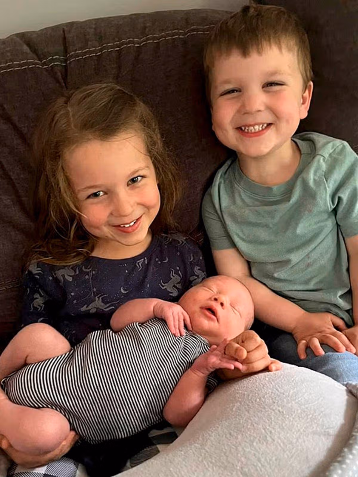 Cora, five, Dawson, three, and eight-month-old Callan