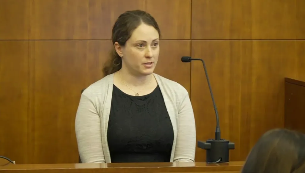 Lindsay Rosshirt testifies during the trial.