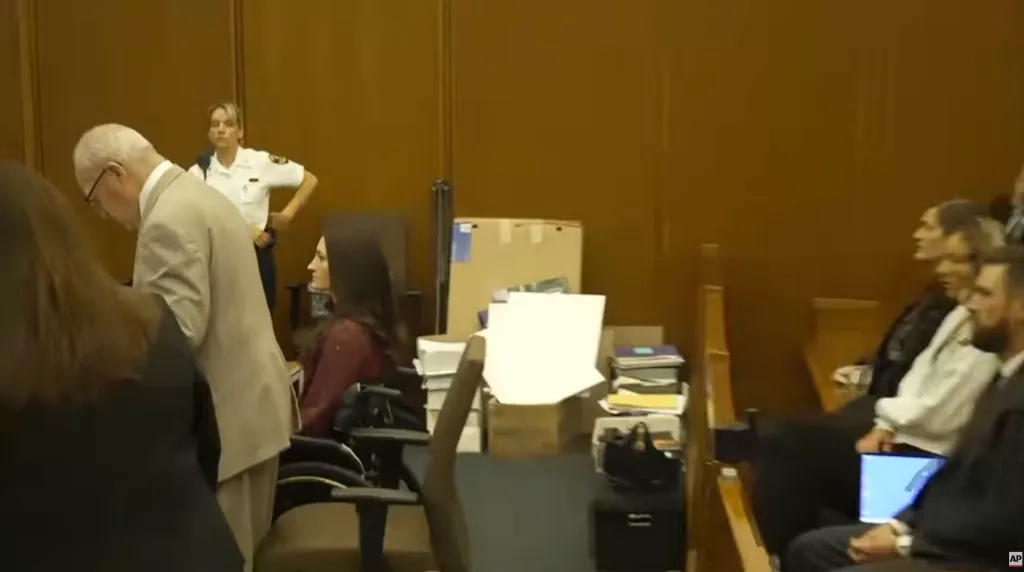 The courtroom is pictured as the murder trial of Lindsay Clancy continues in Plymouth, Massachusetts.