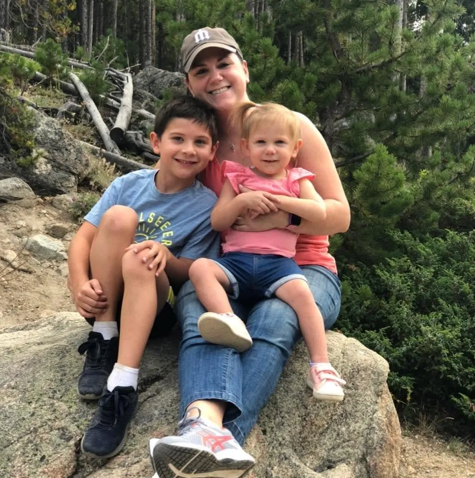 Megan Ghekiere with her children Chloe Ireland and Owen Ireland.