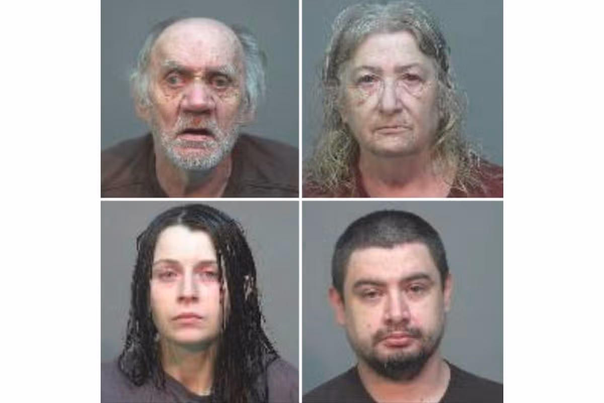 Four individuals, presumably under arrest, are shown in a composite mugshot image. The individuals are displayed in a grid layout, with two in the top row and two in the bottom row. All individuals are facing the camera, with serious expressions on their faces, against a plain white background.