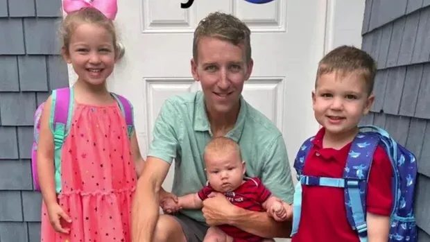 Patrick Clancy with his three children, Cora, Dawson, and Callan.