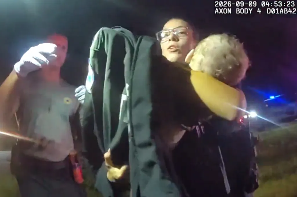 Isaac Kinsey, accused of DUI, crawls through a swamp with two children after a crash in Lakeland, Florida.