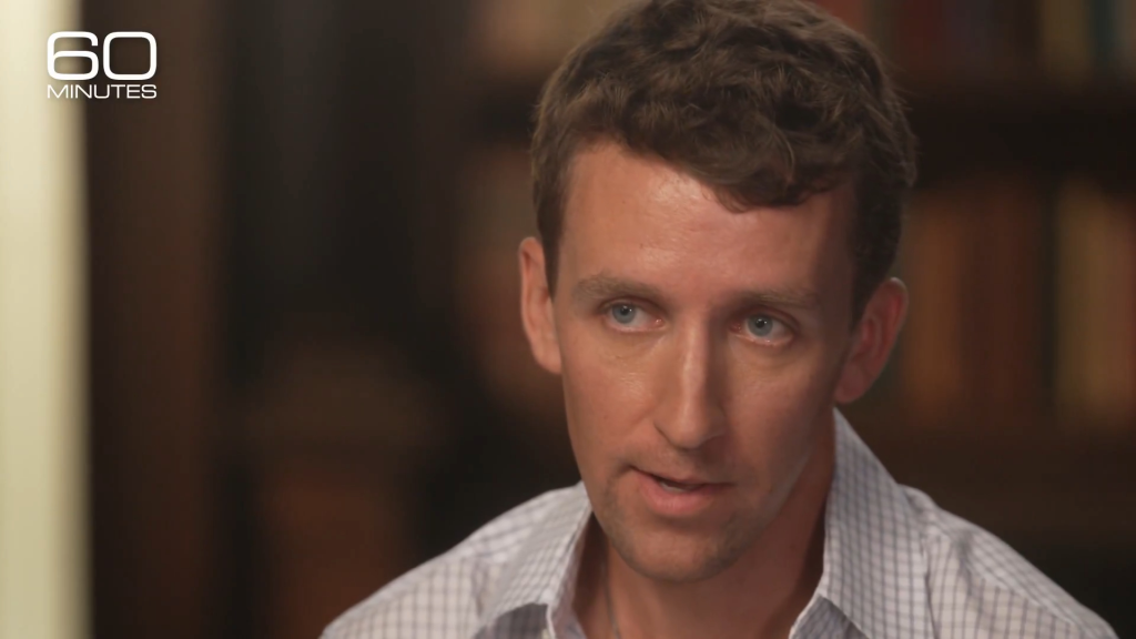 Patrick Clancy speaks during an interview for "60 Minutes."