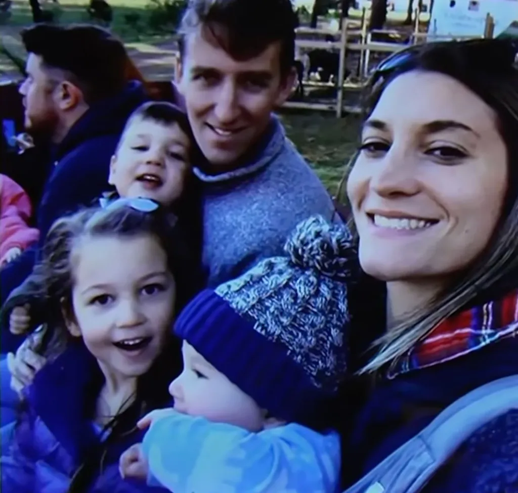 Photos of Lindsay Clancy and her family are shown during her trial. Her ex, Patrick Clancy, the father of their three murdered children, is set to take the stand after opening arguments.