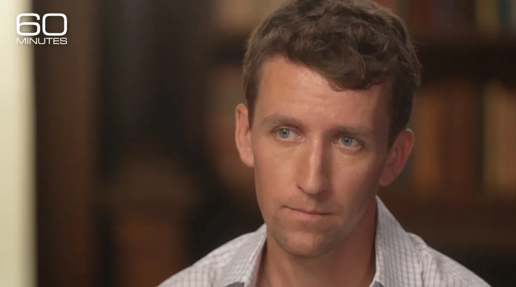 Patrick Clancy speaks during an interview for "60 Minutes."
