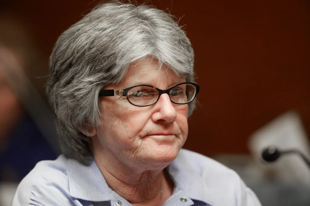 Patricia Krenwinkel appears at a parole hearing at the California Institution for Women in Corona, Calif. on Jan. 20, 2011.
