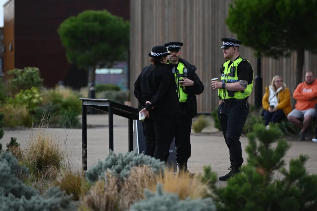 Police officers gather at Yorkshire Wildlife Park following an emergency incident.