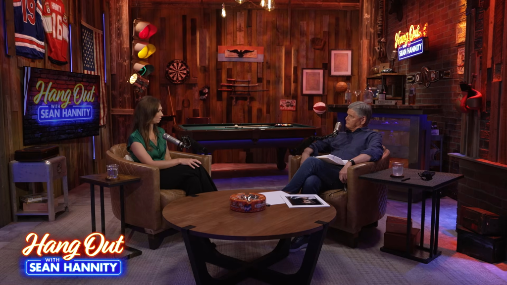 Akiane Kramarik is interviewed by Sean Hannity in his studio.