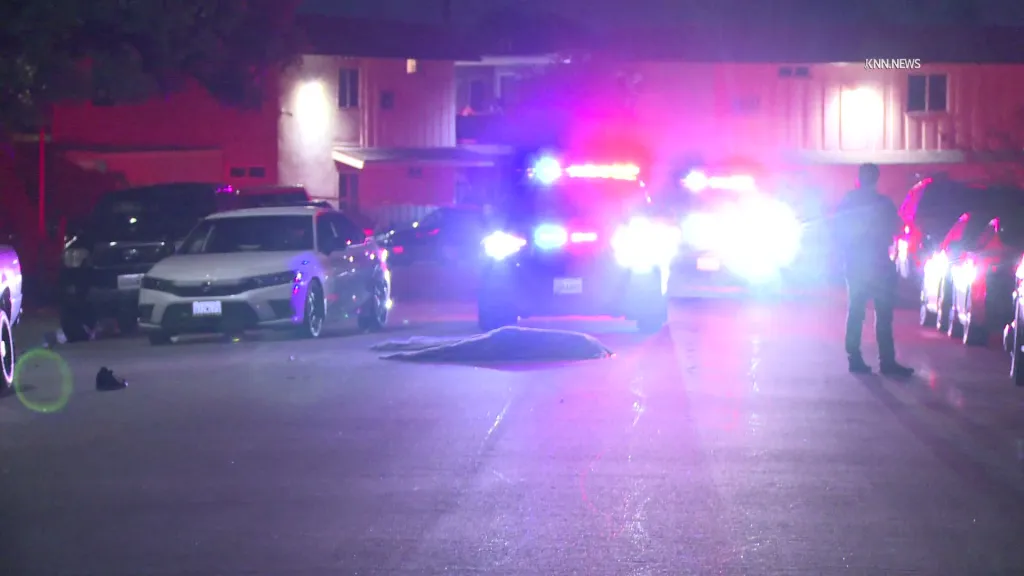 Emergency responders and vehicles at the scene of an incident where a vehicle struck people on bicycles.