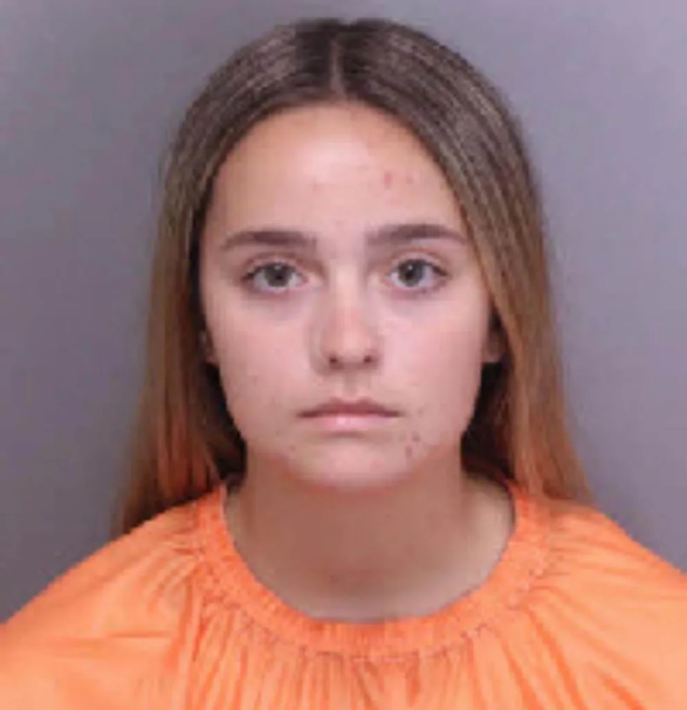 Mugshot of Gianna Helene Kistenmacher in an orange jumpsuit.